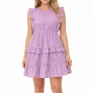 Jodifl Medium Purple Ruffled Midi dress